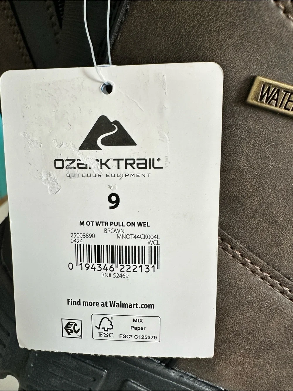 Ozark Trail Men’s Waterproof Chelsea Rain & Snow Boot in Brown and Black